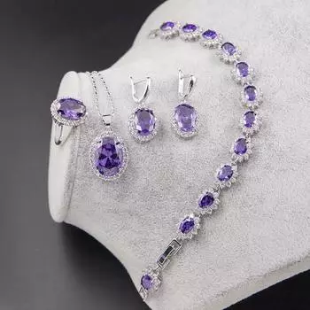 Ожерелье и серьги Комплект украшений Комплект овальных цирконов с цирконием Цепочка Рождественские серьги
