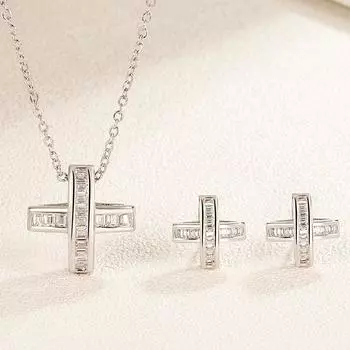Ожерелье и серьги с микро-инкрустацией из циркония в виде креста, костюм Minority Simple