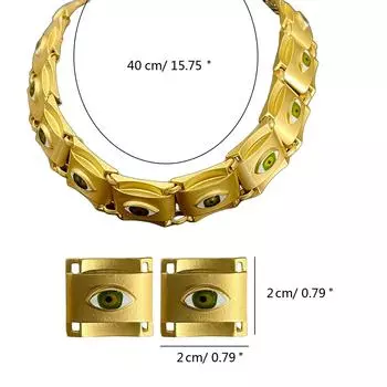 Ожерелье и серьги с загадочным глазом, элегантное ожерелье матового золотого цвета с квадратными глазами, колье и серьги-гвоздики, комплект ювелирных изделий