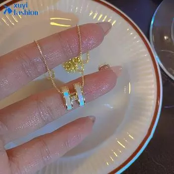 Ожерелье IF ME с буквой H для женщин, изысканное ожерелье с подвеской в виде капель масла и кристаллов, аксессуары, ювелирные изделия