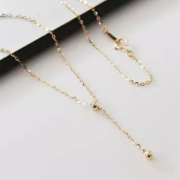 Ожерелье из 14-каратного золота с покрытием из стерлингового серебра, женская мини-цепочка с золотыми шариками, регулируемая, особый дизайн, женская цепочка на ключицы 925