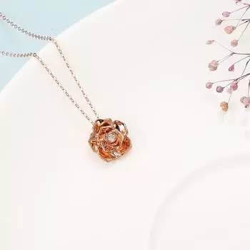 Ожерелье из 18-каратного розового золота с бриллиантами, женская модная подвеска-роза Танабата, цепочка на ключицу ко Дню святого Валентина