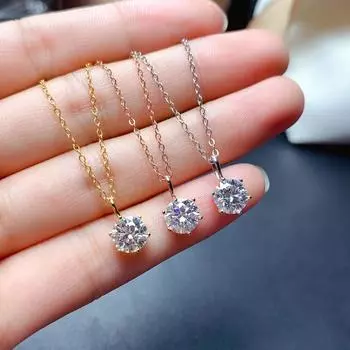 Ожерелье из 18-каратного золота 925 пробы с 1-3-каратным солитером, 5 мм, 8 мм, подвеска D VVS1 с муассанитом для женщин, сертифицированное GRA, ювелирный подарок main stone:0.5ct-5mm белый
