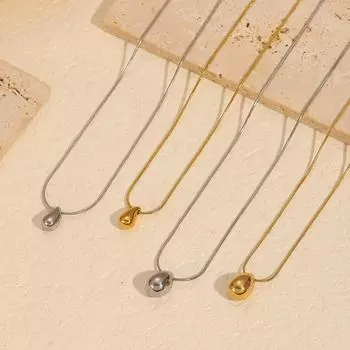 Ожерелье из 18-каратного золота с каплей воды, титановая сталь не выцветает, модное и простое универсальное ожерелье из нержавеющей стали с цепочкой на ключицу