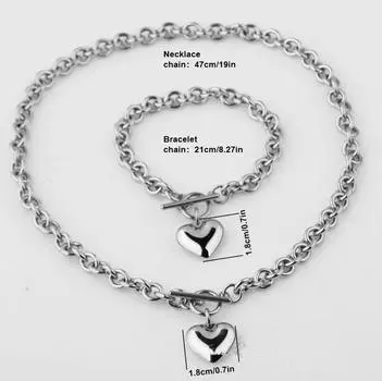 Ожерелье из 2 предметов, подходящее для мужчин и женщин - уникальная идея подарка на День святого Валентина - популярные украшения без никеля, изысканные аксессуары из медного сплава Style 1 серебро белый