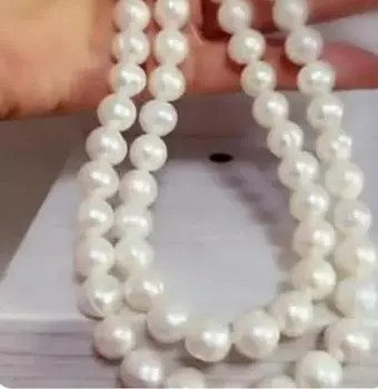 Ожерелье из 2 рядов 9-10 мм из южноморского барочного белого жемчуга 17-18 дюймов