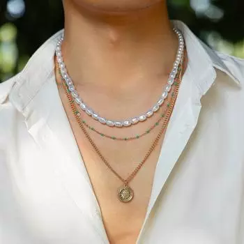 Ожерелье из 3 жемчужин необычной формы для мужчин и круглая подвеска в стиле хип-хоп для мужчин с цепочкой на ключицу. белый