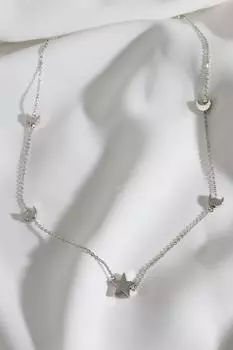 Ожерелье из 5 частей серебряного цвета с полумесяцем и звездами