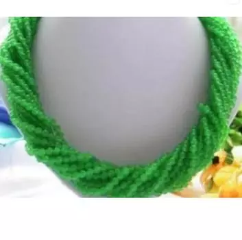 Ожерелье из 9 нитей 18 дюймов 4 мм с круглыми бусинами из натурального зеленого нефрита