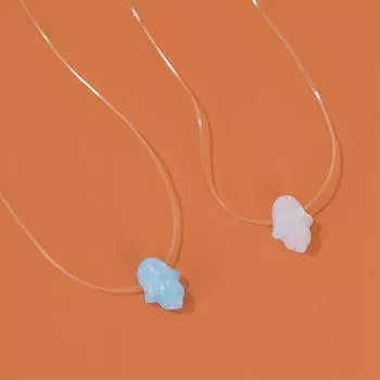 Ожерелье из ацетатной пластины, синтетический опал, Fama Emperor, Lucky Hand, подвеска в виде пальмы, ожерелье из лески, модные аксессуары белый