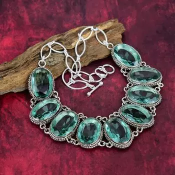 Ожерелье из аква-апатита, ожерелье из стерлингового серебра 925 пробы, ювелирные изделия ручной работы из драгоценных камней, подарки для жены, новое ожерелье Adjustable with 18 inches синий