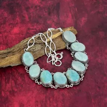 Ожерелье из амазонита, 925 пробы, серебряные ювелирные изделия ручной работы с драгоценными камнями, подарки для жены, совершенно новое ожерелье Adjustable With 18 Inches синий