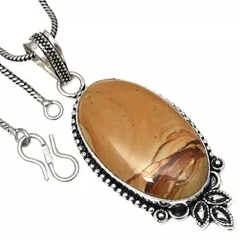 Ожерелье из американского яшмового драгоценного камня, ручная работа, старинное серебряное ювелирное изделие 2,25 дюйма