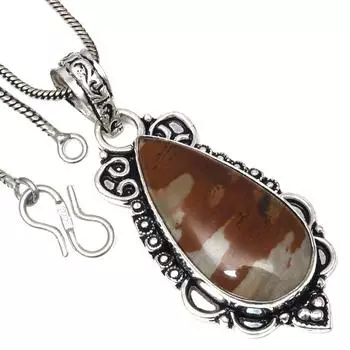 Ожерелье из американского яшмового драгоценного камня, ручная работа, старинное серебряное украшение 2 дюйма