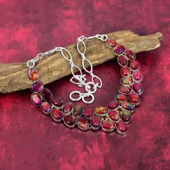 Ожерелье из аммолита, ювелирные изделия из драгоценных камней, ожерелье из стерлингового серебра 925 пробы, регулируемая цепочка ручной работы, подарок для жены, ювелирные изделия Adjustable With 18 Inches жёлтый