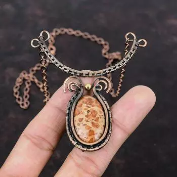 Ожерелье из астероидной яшмы, ожерелье из медной проволоки, регулируемое ожерелье, ожерелье ручной работы, ожерелье из медной проволоки, ювелирные изделия из драгоценных камней, свадебный подарок