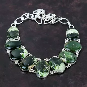 Ожерелье из австралийского хромированного халцедона, ожерелье из стерлингового серебра 925 пробы, регулируемое ожерелье-цепочка, ювелирные изделия ручной работы, ожерелье из драгоценных камней, подарок для мамы Adjustable