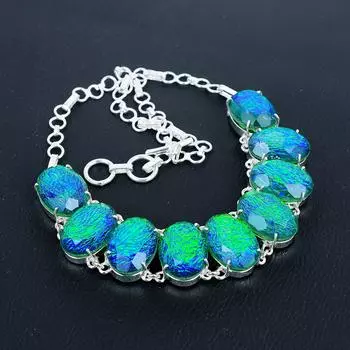 Ожерелье из австралийского триплетного опала ручной работы из стерлингового серебра 925 пробы, ожерелье из австралийского триплетного опала для жены, ожерелье унисекс, подарок на День матери 20 зелёный