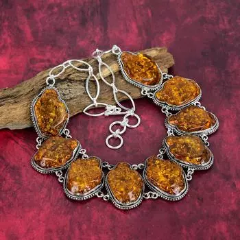 Ожерелье из балтийского янтаря, ювелирные изделия из драгоценных камней, регулируемое ожерелье-цепочка из стерлингового серебра 925 пробы, подарок для женщин, ожерелье ручной работы Adjustable with 18 inches жёлтый