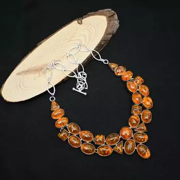 Ожерелье из балтийского янтаря, ювелирные изделия из драгоценных камней, регулируемое ожерелье-цепочка из стерлингового серебра 925 пробы, подарок для женщин, ожерелье ручной работы 18 Inches With Adjustable оранжевый