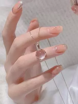 Ожерелье из белого халцедона с серебряным покрытием 925 пробы и кулоном из розового кристалла — роскошная высококачественная цепочка на ключицу для женщин