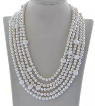 Ожерелье из белого круглого пресноводного жемчуга 100 дюймов, 10 мм