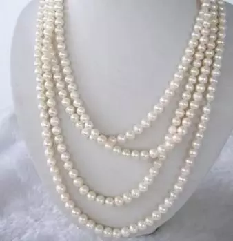 Ожерелье из белого культивированного жемчуга 7–8 мм, 100 дюймов
