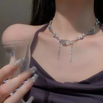 Ожерелье из белого лунного камня для женщин, ранняя весна, сладкая, чистая, крутая, горячая, для девушек, нишевый дизайн, чувство, усовершенствованная цепочка на ключицу, прилив