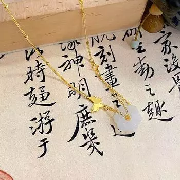 Ожерелье из белого нефрита «Цветок-бабочка» из нефрита «Хетянь», элегантная цепочка на ключицу, новый подарок для лучшего друга