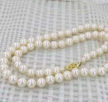 Ожерелье из белого жемчуга 17,5 дюймов, 7-7,5 мм