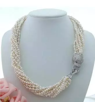 Ожерелье из белого жемчуга длиной 18 дюймов, 8 нитей