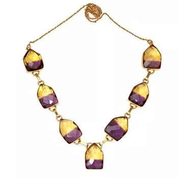 Ожерелье из био-турмалинового кварца, 14-каратное позолоченное серебро, ювелирные изделия 18-20