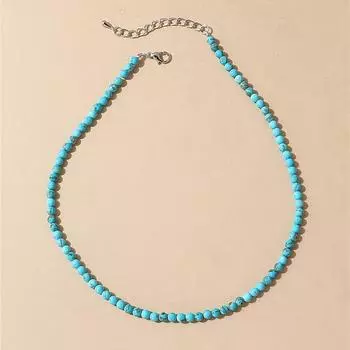 Ожерелье из бирюзовых бусин: Богемный стиль, подходит для вечеринок и фестивалей, натуральные драгоценные камни, не требуется покрытие, инкрустация камнями, можно носить круглый год Style 1