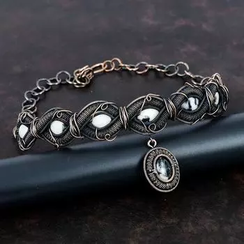 Ожерелье из бирюзы белого буйвола, ожерелье из медной проволоки, регулируемое ожерелье-цепочка, ожерелье из драгоценных камней ручной работы, медные украшения для подарков