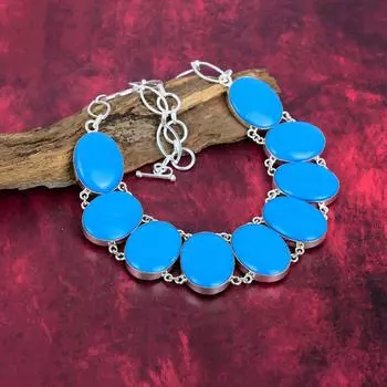 Ожерелье из бирюзы «Спящая красавица» с регулируемой цепочкой, ювелирные изделия из цельного серебра 925 пробы с драгоценными камнями, ожерелье ручной работы, на День благодарения Adjustable With 18 Inches синий