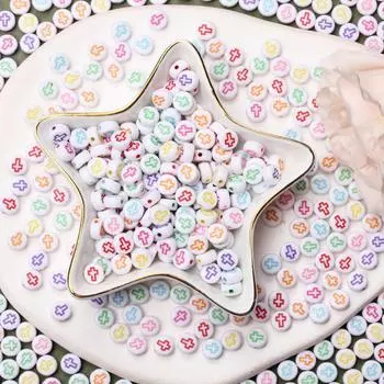 Ожерелье из бисера 6,5 мм, акриловый крестообразный узор, телефонная цепочка, разделитель, 40 шт., модные серьги ручной работы, брелок, браслет, аксессуары для изготовления ювелирных изделий