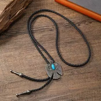 Ожерелье из бисера Boho Turquoises PU Woven Minimalist Choker Punk American Bolo ожерелье для мужчин Style F