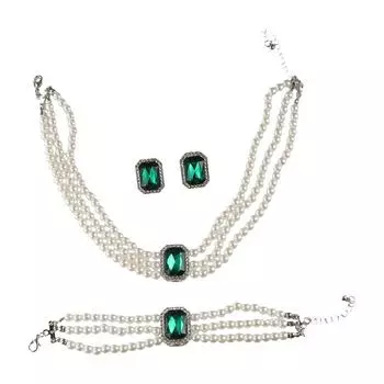 Ожерелье из бисера, браслет, серьги, комплект из стразов, свадебные комплекты украшений, комплекты украшений из жемчуга для невесты style 9