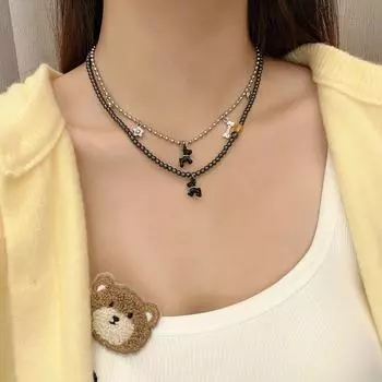 Ожерелье из бисера «Черная собака»: Уникальный дизайн для мужчин и женщин, универсальный аксессуар премиум-класса Gold Bead Necklace