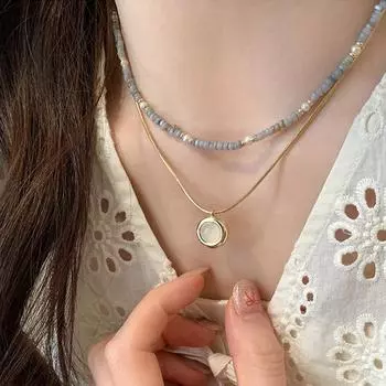 Ожерелье из бисера для женщин, простые элегантные ожерелья, темперамент, роскошное ожерелье с подвеской, модное индивидуальное ювелирное украшение, подарок синий