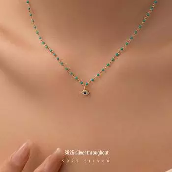 Ожерелье из бисера «Глаз дьявола» из серебра 925 пробы Banyan Tree — модный женский дизайн с эпоксидной смолой NS2765 белого золота