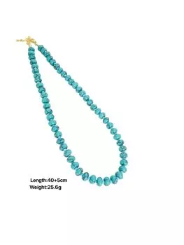 Ожерелье из бисера из белой контрастной лазурито-бирюзовой серии Premium Niche Blue подойдет для повседневной носки