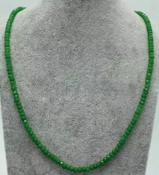Ожерелье из бисера из натурального жадеита 2х4 мм, многогранный драгоценный камень, 18 дюймов.