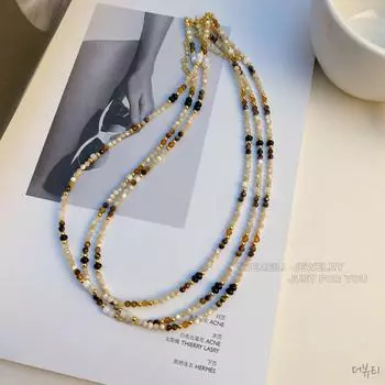 Ожерелье из бисера из натурального камня тигровый глаз высшего качества: Универсальные украшения на ключицу для женщин