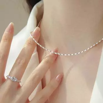 Ожерелье из бисера из стерлингового серебра 925 пробы Оливковая цепочка Серебряное ожерелье Корейский стиль Универсальный особый дизайн Ins Sense Женское ожерелье-цепочка на ключицу 925