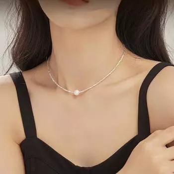 Ожерелье из бисера из стерлингового серебра 925 пробы с небольшими серебряными бусинами, ожерелье из стерлингового серебра высокой пробы с ключицами, необычный дизайн 925