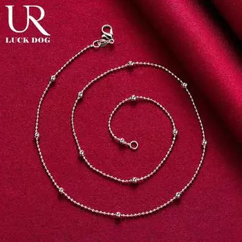 Ожерелье из бисера из стерлингового серебра 925 пробы длиной 40-60 см. Модные свадебные украшения. 40CM