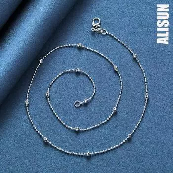 Ожерелье из бисера из стерлингового серебра 925 пробы длиной 40-60 см. Модные свадебные украшения. 40CM