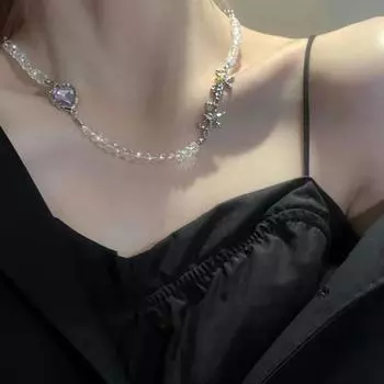 Ожерелье из бисера с бантом «Любовь», женское ожерелье с высоким темпераментом, универсальная цепочка на ключицу, цепочка на шею холодного ветра, женская