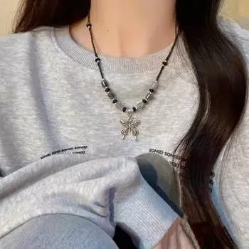 Ожерелье из бисера с изображением танцующего льва, женское, нишевое, дизайн, высококачественная, универсальная, подвеска в виде бабочки, цепочка на ключицу, ювелирное украшение